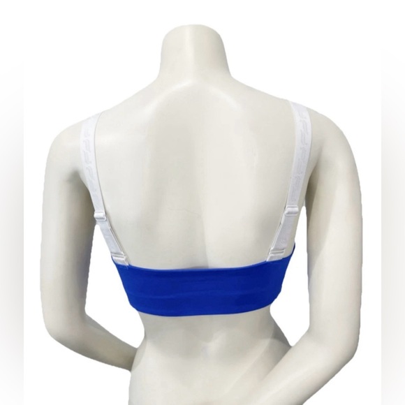 Fabletics Blue Sports Bra Crop Top w White Logo Adjustable Straps | XS - Picture 3 of 7